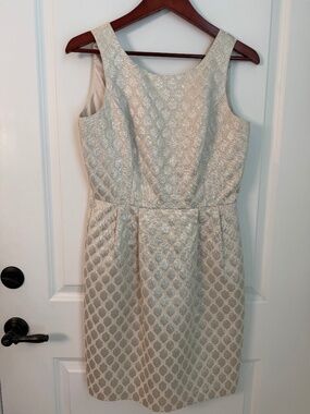 White House Black Market Champagne/Silver Dress - 6